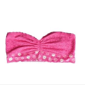 Nwt aerie pink lace bra bralette crop top size large B013